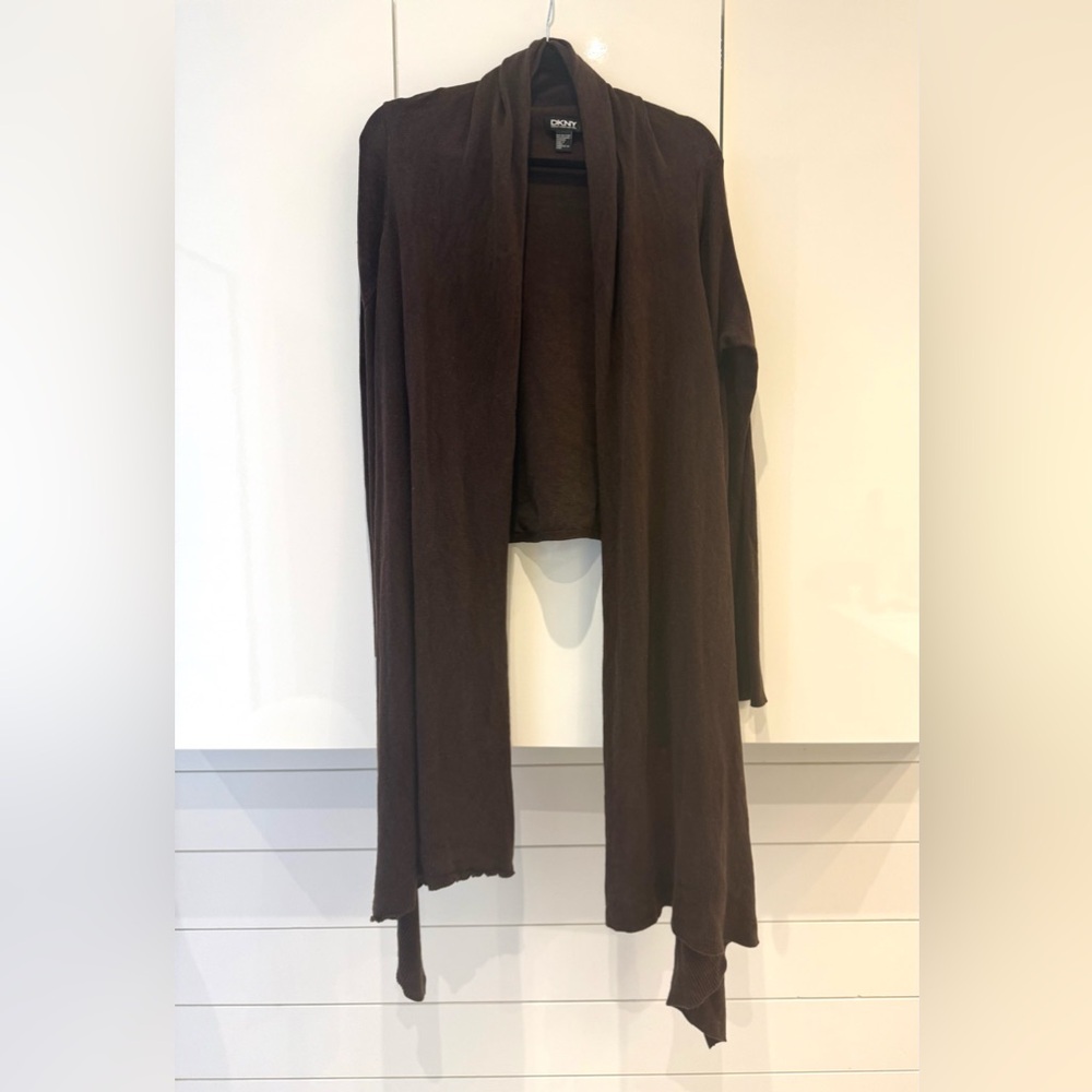 DKNY Open Convertible Cardigan Silk & Cashmere 🤎🧶Lux! 🤍🤎
